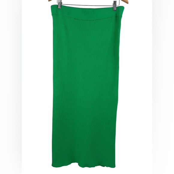 NWT ZARA RIBBED MIDI SKIRT GREEN Sz XL - Picture 5 of 9